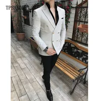 

Summer Double Breasted Peaked Lapel Coat Pant Men Suit WF593