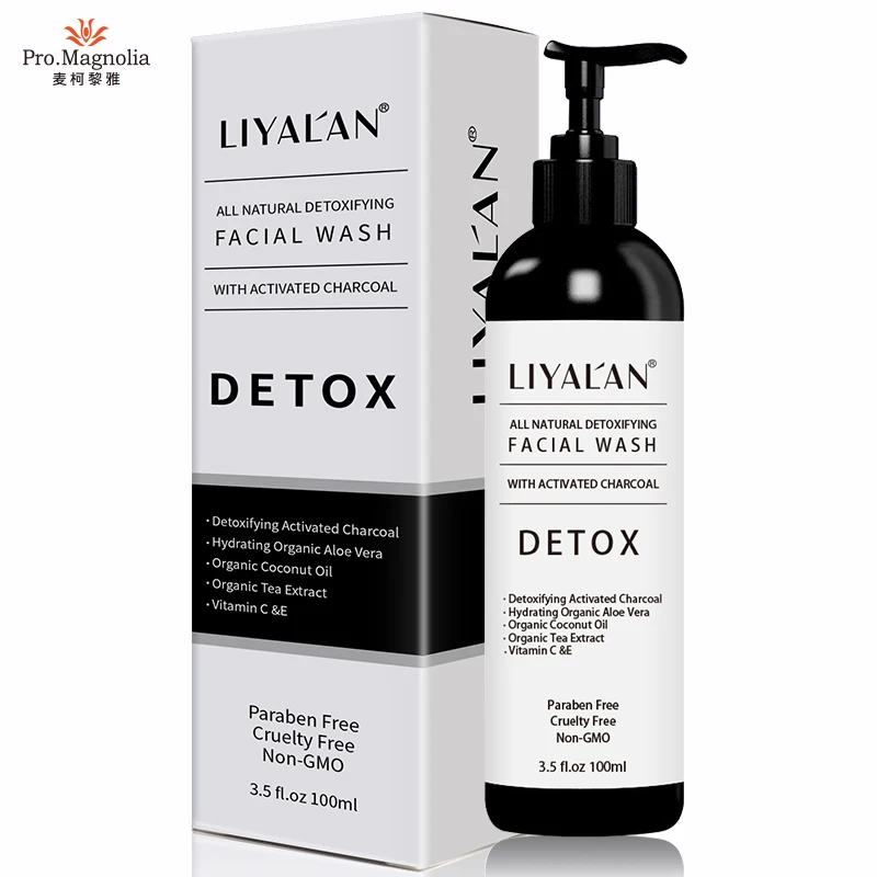 

private label men skin care detoxifying activated charcoal facial cleanser for oily skin face wash, Black