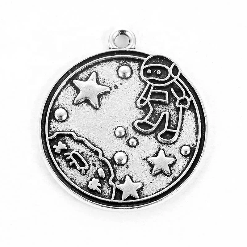 

Fashion DIY Astronaut Space universe planet rocket charms for bracelet metal alloy pendants dangle jewelry making, Ancient silver