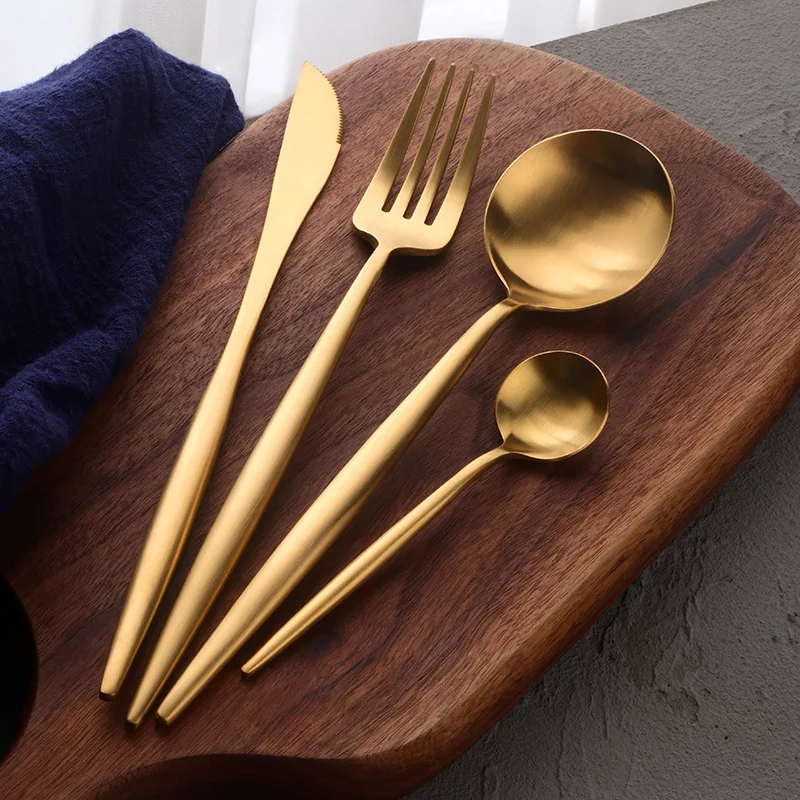 

2019 new product ideas luxury stainless steel gold plated wedding cutlery set, Sliver/gold/rose gold/black/purple/blue/rainbow/gold with color handle