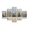 Winter cedar forest and elks landscape painting canvas 5 panel wall art giclee large prints nordic home decor framed painting