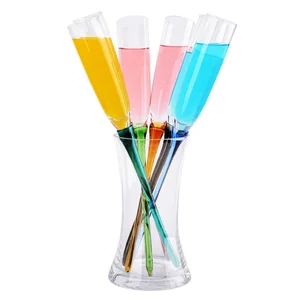 Image of Glass color beach cocktail champagne glass 6 cups + 1 seat set bar KTV night market dedicated