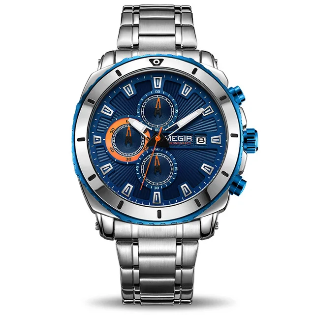 

Megir Clock Male Mens Watches Top Brand Luxury Green Quartz Watch Men Sport Chronograph Wrist Watch for Man Relogio Masculino, 3 colors