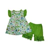 Summer girl animal print round neck small flying sleeves polka dot icing shorts boutique children's clothing