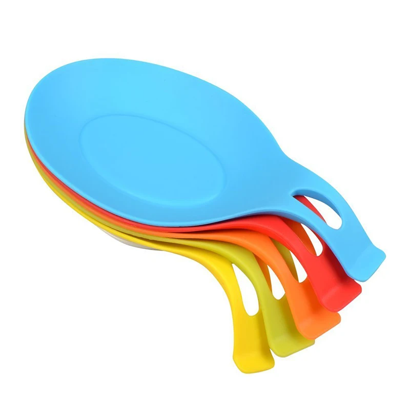 

Amazon New Design Kitchen Silicone Spoon Rest Almond-Shaped Silicone Kitchen Utensil Rest Ladle Spoon Holder, Colorful