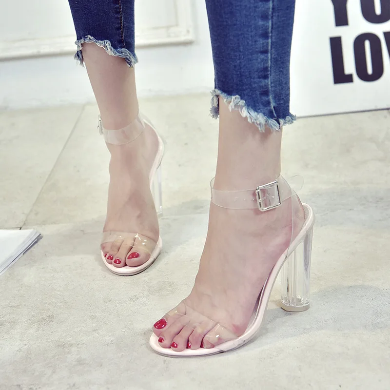 

Transparent High Heel Sandals Pvc Strap Sandal Shoes For Women