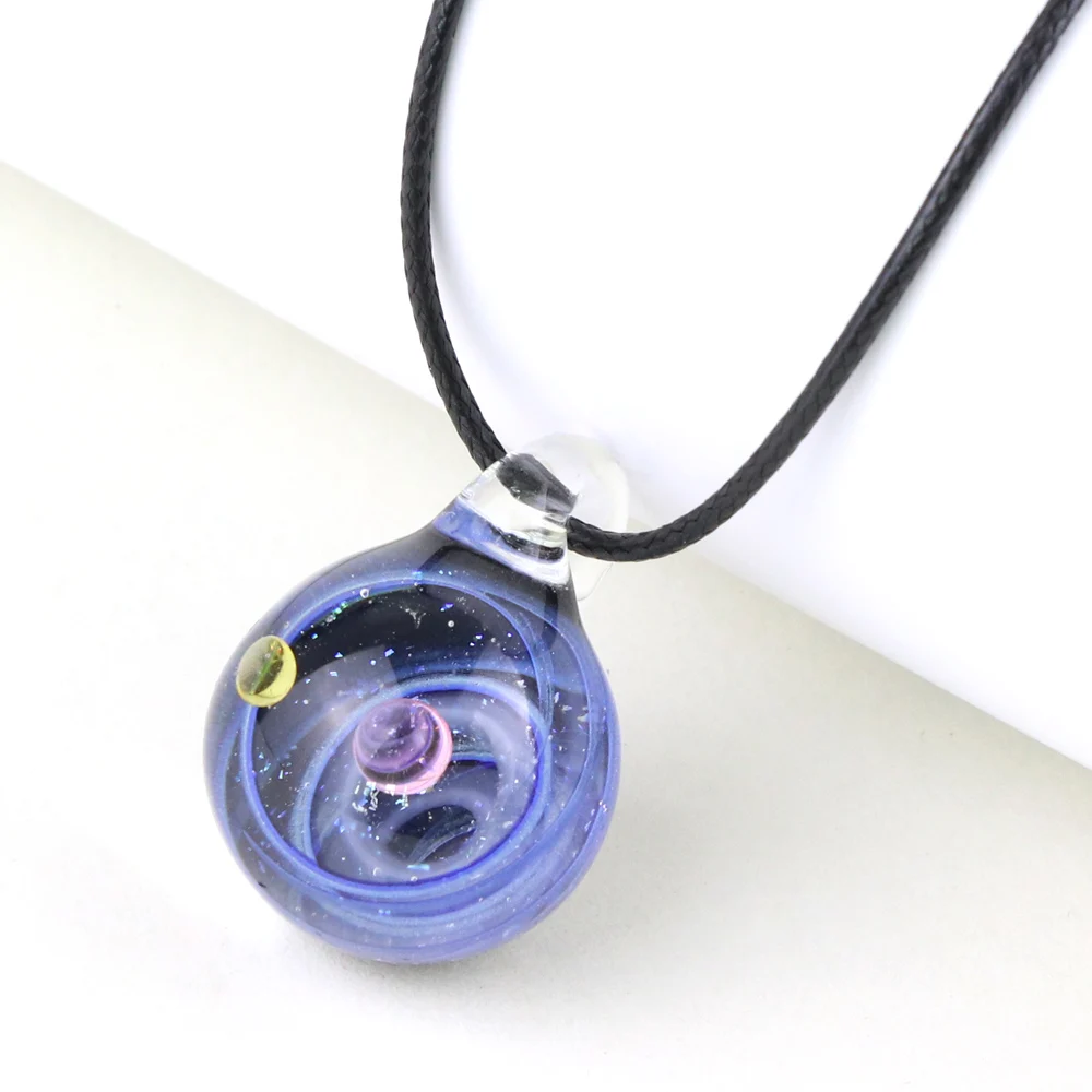 

Black Hole Nebula Space Glass Galaxy Pendant Universe Necklace, As picture
