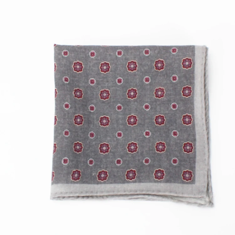 
High End Wool Digital Print Hand Rolled Pocket Square For Men 