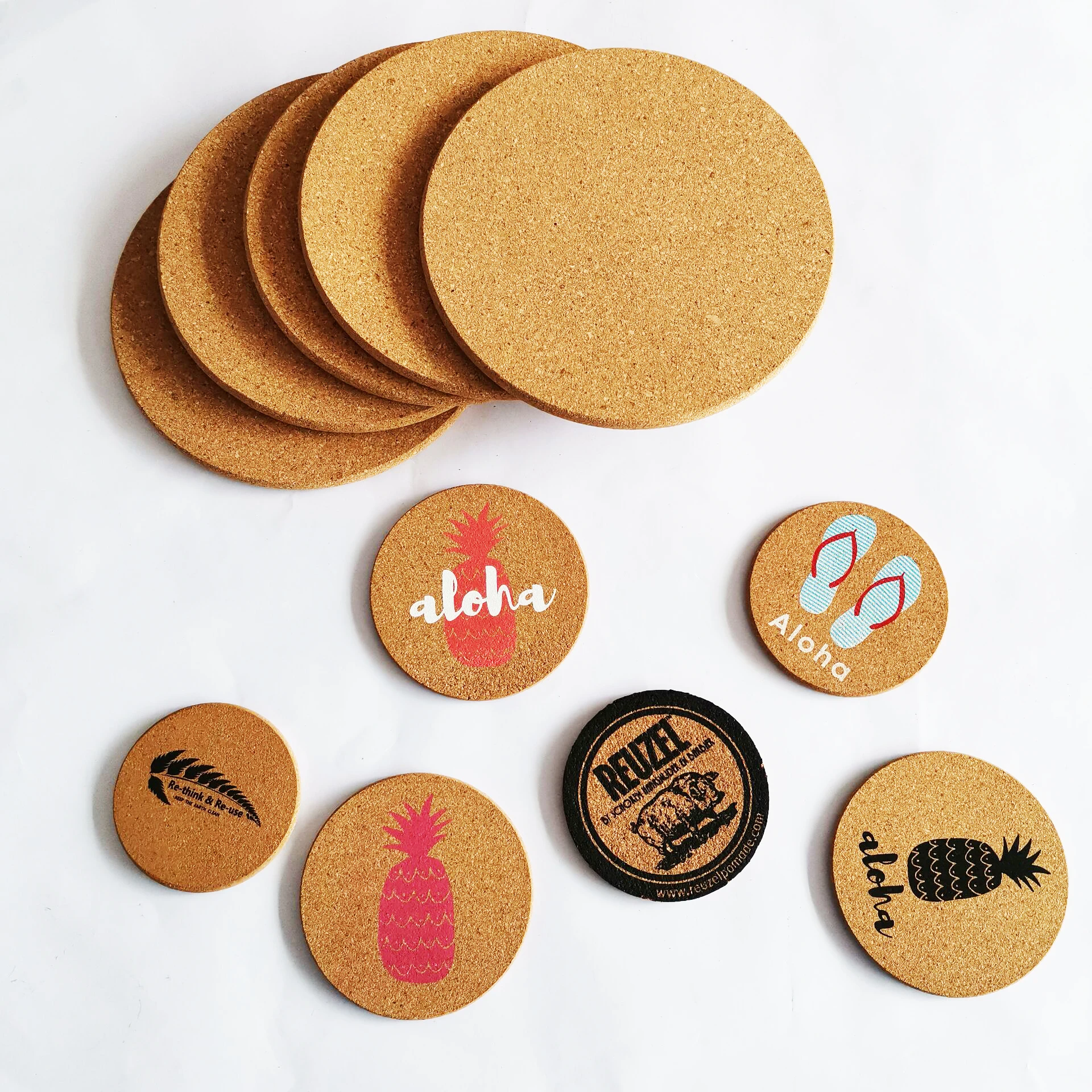 

custom Cheap hard cork back mdf wood print square logo epoxi blank coffee cork coaster set