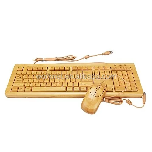 

China factory Worknet design French language layout azerty keyboard bamboo wood wired keyboard and mouse combo, N/a