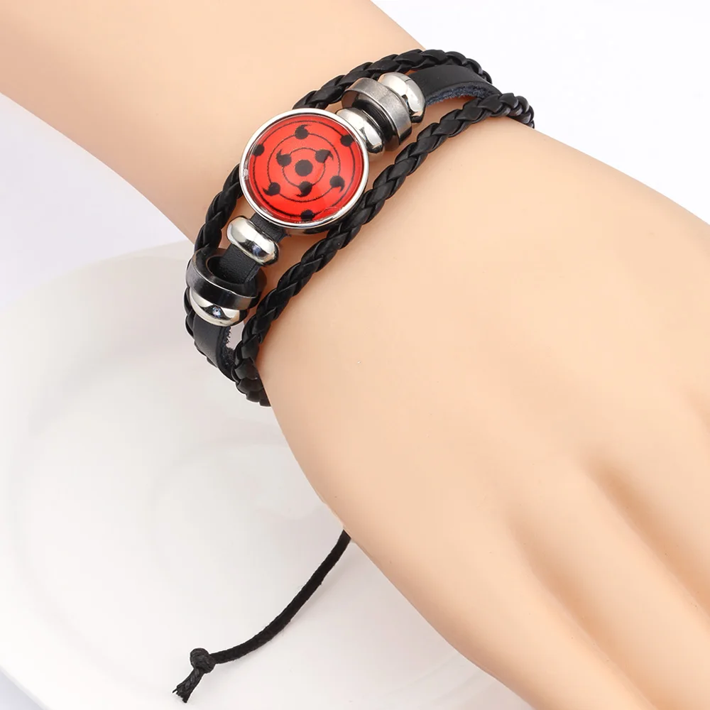 

High quality personality design leather wave bracelet Naruto cartoon characters popular adjustable bracelet, Red