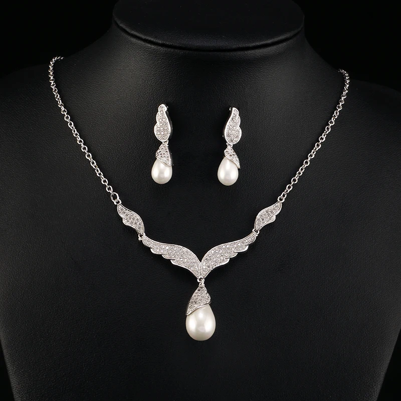 

RAKOL S414 new design aaa zirconia CZ simple necklace jewelry sets for women