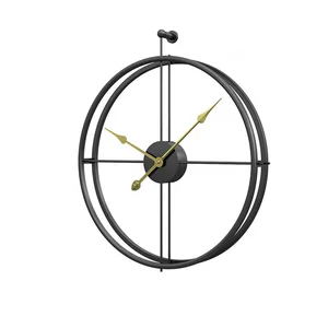 Image of Large Double Circular Metal Round Fashion Modern Simple Design Wall 3d Clock 60cm