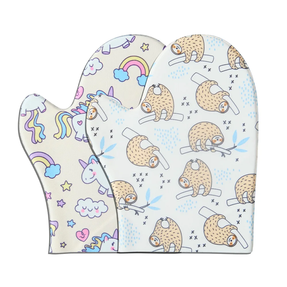 
full print Skin care velvet fibre single side applicable Self tanning applicator Tan Mitt with thumb 