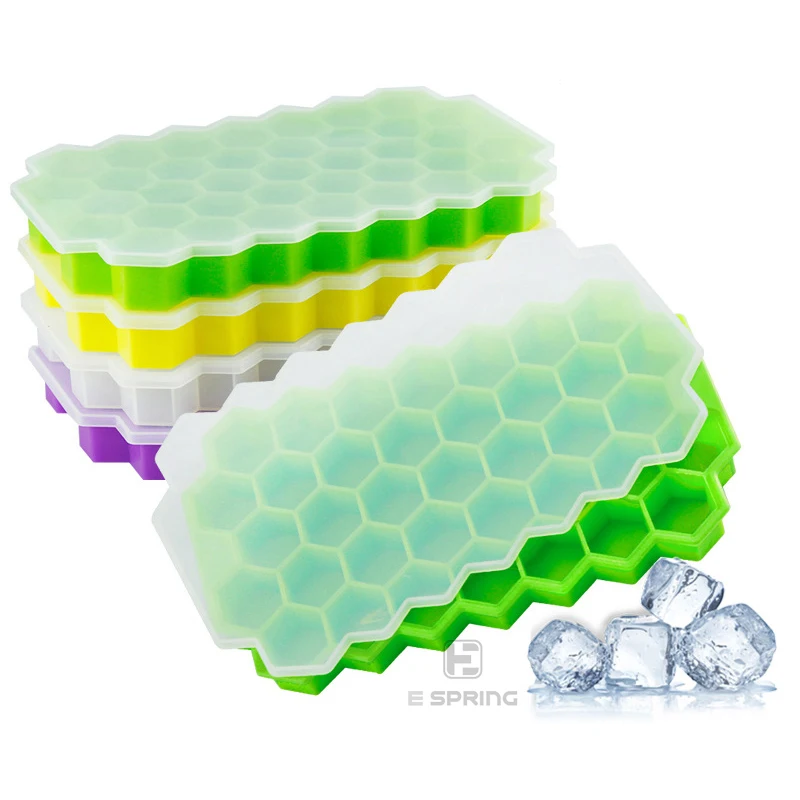 

37 Grids Honeycomb Silicone Ice Cream Mold Tray with Silicone Lids, According to pantone color