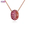 Wuzhou Foxi Single Bead Ruby Paved Gold Plated Pendants Charm Necklaces For Woman