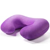 Cheap Wholesale 6 color Air Inflatable U-Shaped Portable High Quality Fabric Travel Neck Pillow Cushion (Purple)