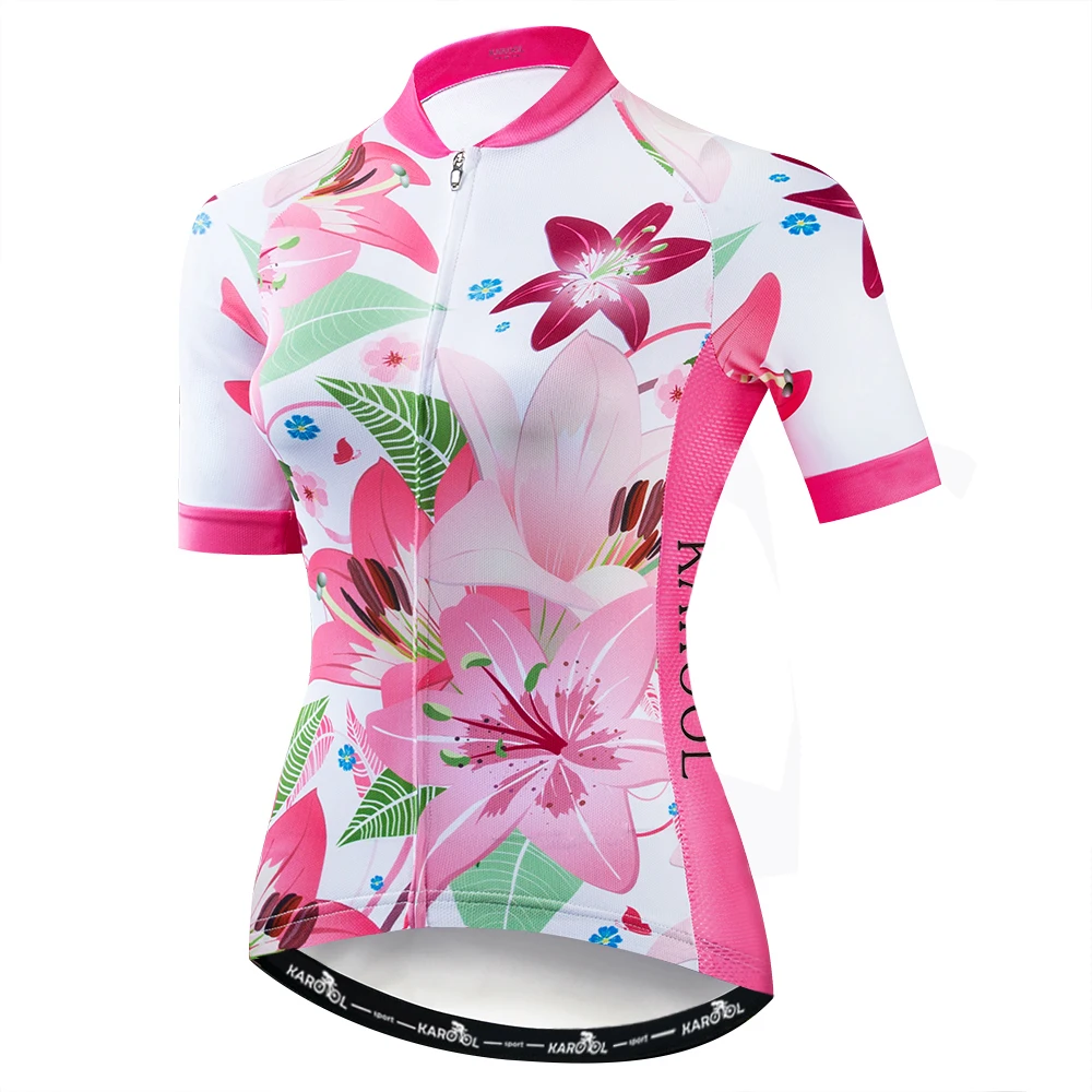 

Karool Outdoor Bike Jersey Polyester Fabric Race Cut Women Mountain Full Zipper Cycling Uniform