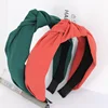 LRTOU Wholesale Korea Fabric Red Plain Wide Cross Elastic Hair Band Vintage Head Hoop Knot Plastic Headband For Women
