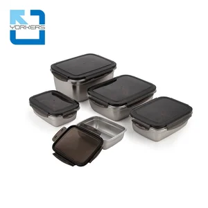 Image of Insulated Airtight Metal Bento Lunch Box Storage Stainless Steel Food Containers