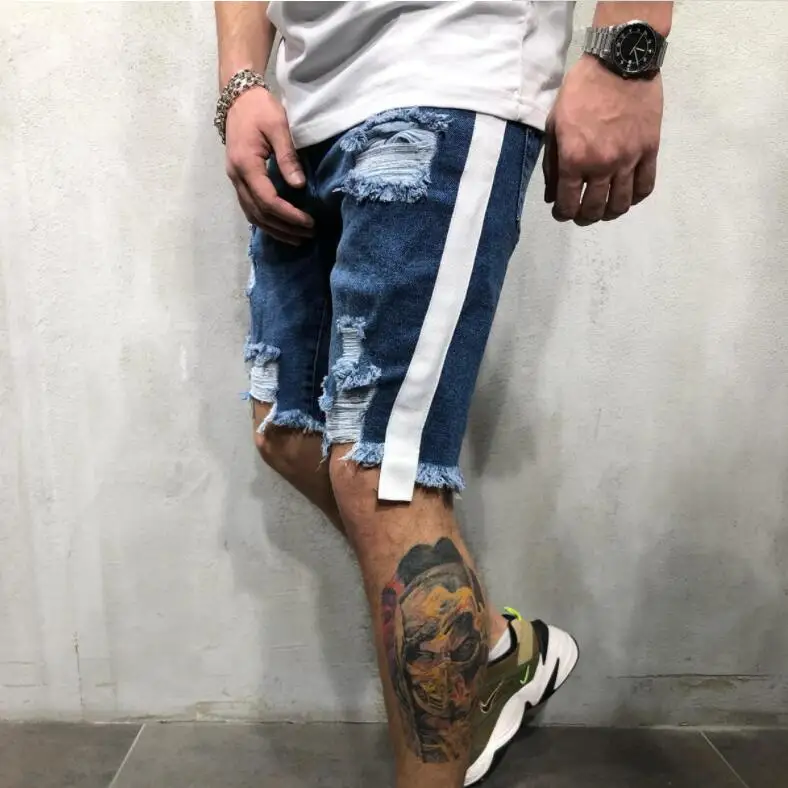 2019 New Mens Skinny Short Jeans Slim fit Stretch Jeans Denim