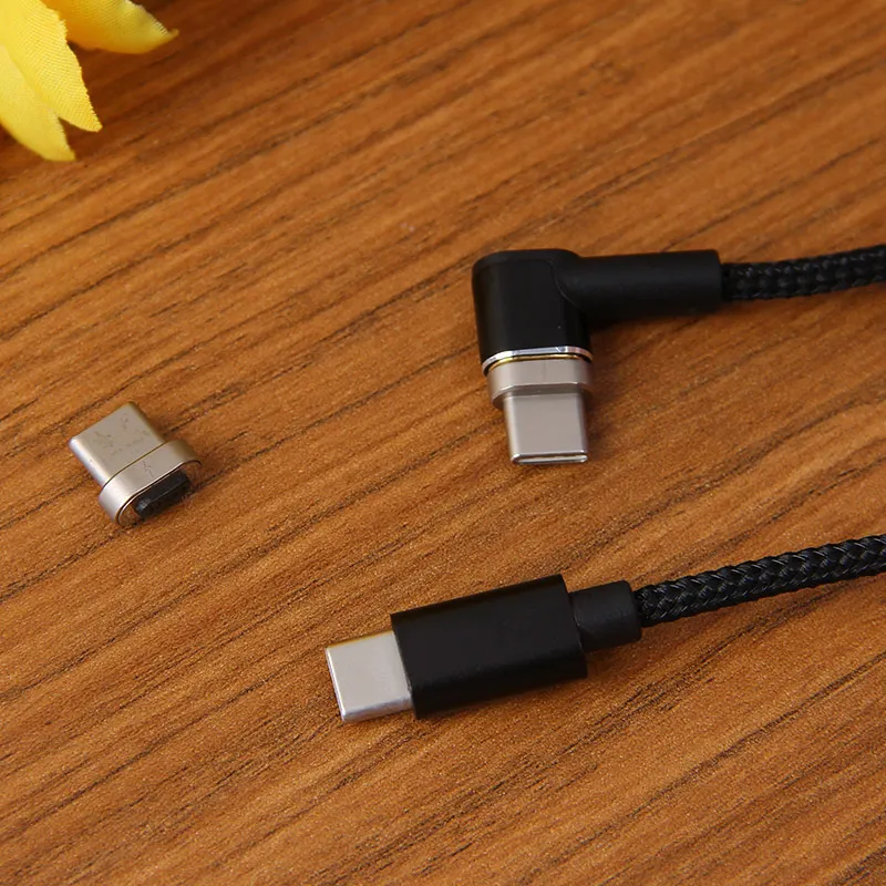 

Custom Android Mobile Phone Fast Charger 90 Degree Nylon Braided Type C To C Magnetic Data Cable