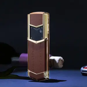 V9 Dual SIM Mobile Phone Metal Body Leather Finish