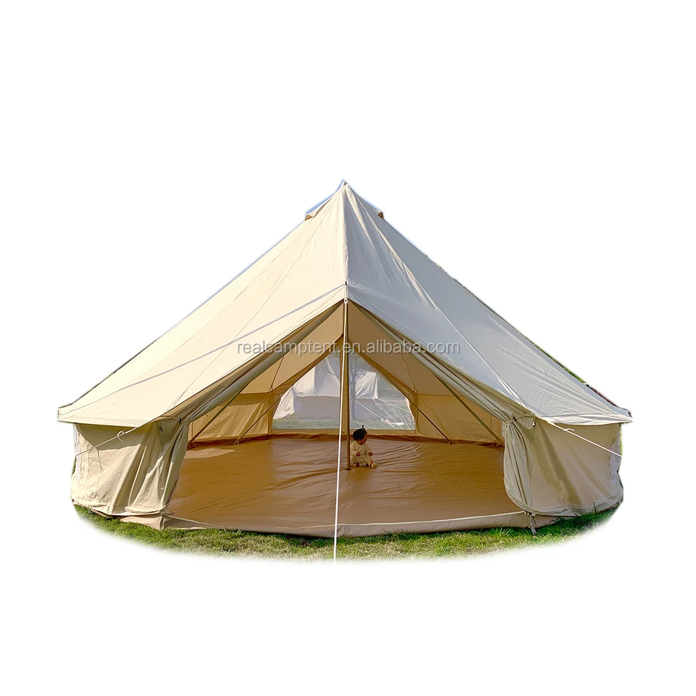 

Factory Professional Waterproof cotton canvas 5m bell tent, Beige;white;customized