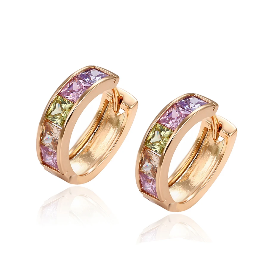 

29255 xuping alloy fashion hoop designs new model 18k gold plated,multicolor zircon earrings, 18k gold color