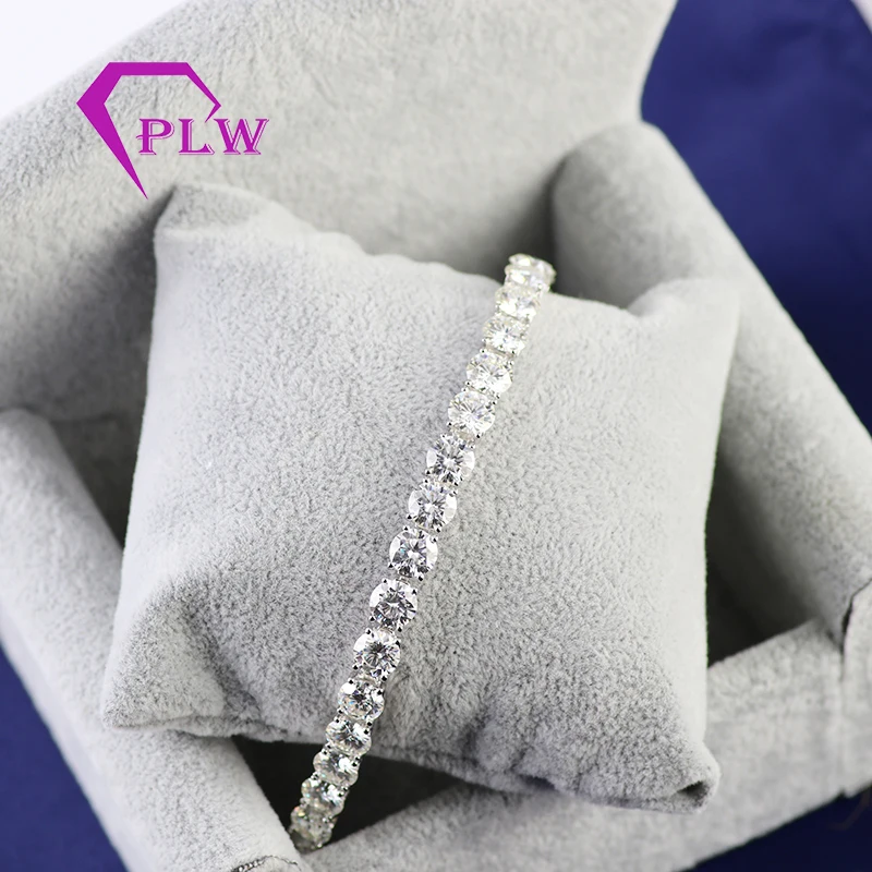 

Provence Gems Jewelry Chain Link  1Carat Round Moissanite Diamond Tennis Bracelet