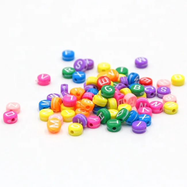 

high quality clear round alphabet colored round white letters beads, N/a