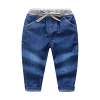 

Mudkingdom baby boy's jeans light blue slim denim long pants with draw string