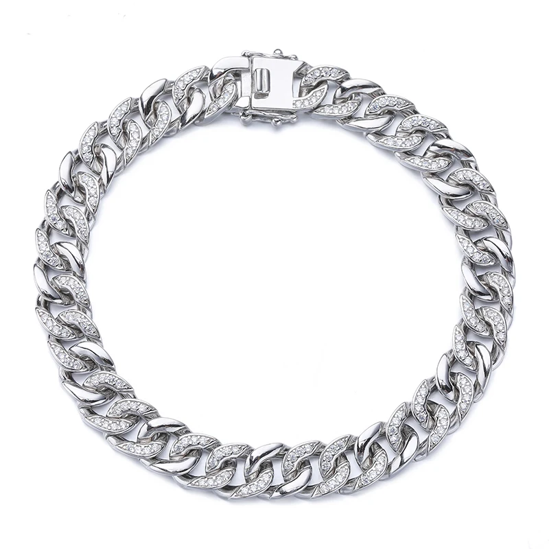 

925 Sterling Silver Chain Link Curb Men Bracelet