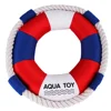 Multipurpose diameter 24.5cm pet cat puppy swimming ring shaped squeaky dog chew toy with rope dog activity toy