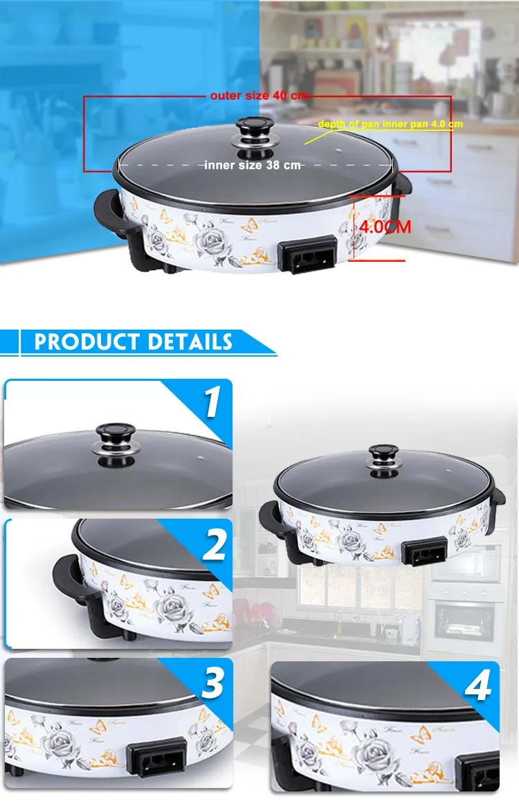 
Classic Series electric pizza pan Nonstick Woks Helper Handle Glass lid high sidewalls aluminium wok Frying Pan cooking pots 