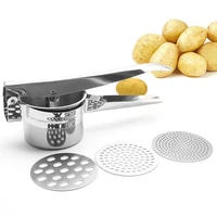 

Amazon hot seller Manual Stainless Steel Potato Masher Press Ricer with 3 Interchangeable Discs