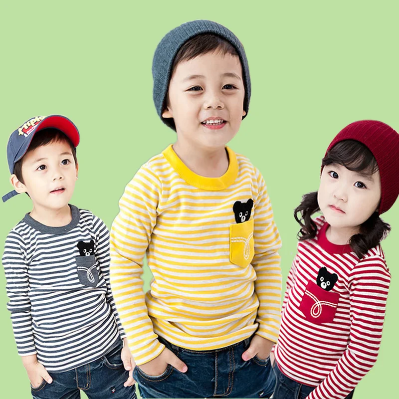 

Wholesale Children Clothing Casual Striped Long Sleeve T- Shirt With Pocket For Kids Girls From China Supplier, Picture shown