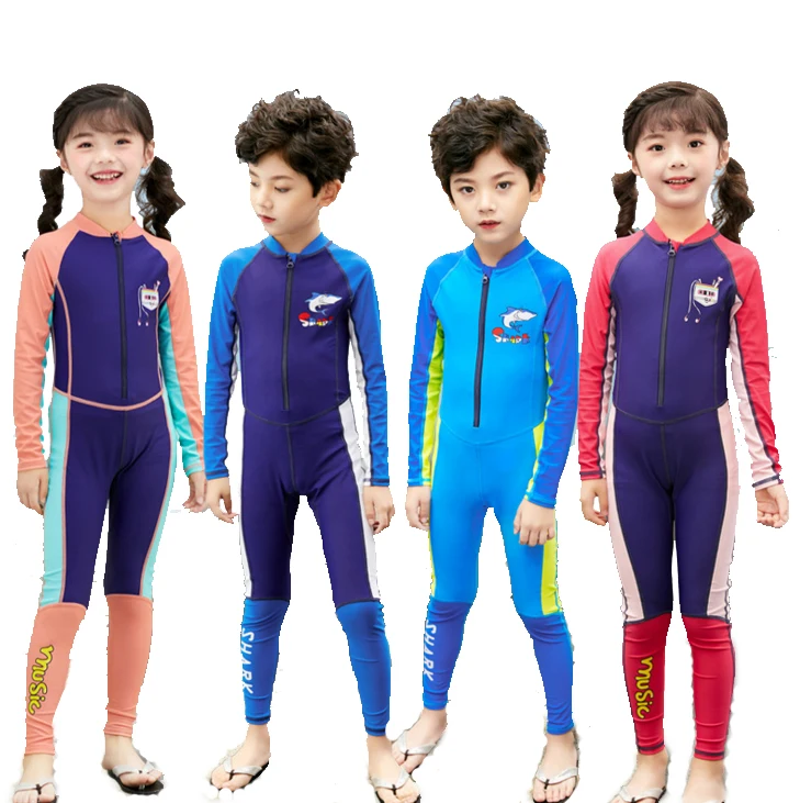 

Blue Dive Kids Boy Girls One Piece Long Sleeve Snorkeling Swimming Full Suit Bodysuit Sunscreen wetsuit, Shown