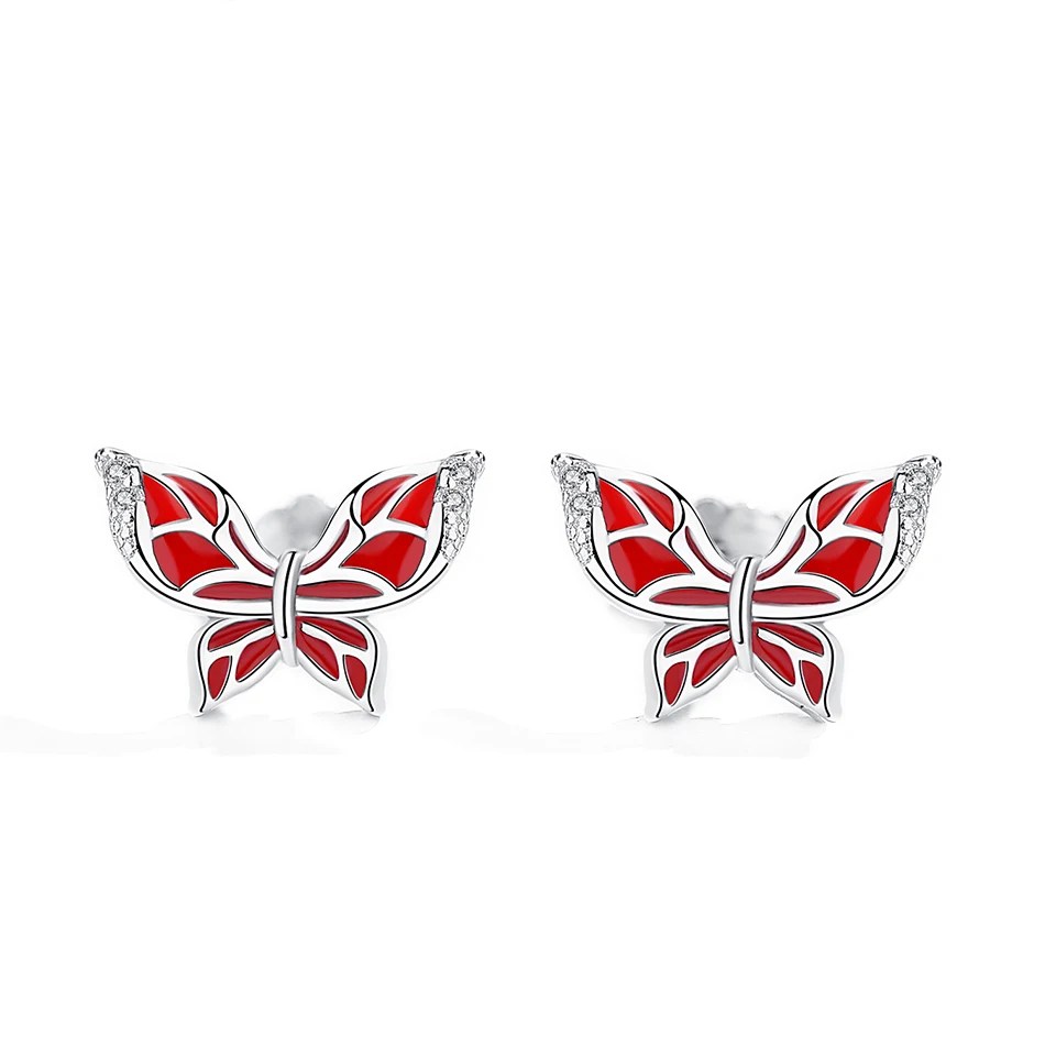 

The 925 Sterling Silver Animal Earrings Butterfly Stud Lovely Earrings Fashion silver-jewelry