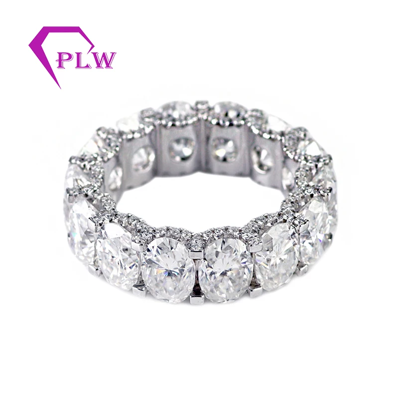 

Wuzhou Provence Customized 14k White Gold ring oval brilliant colorless moissanite wedding ring