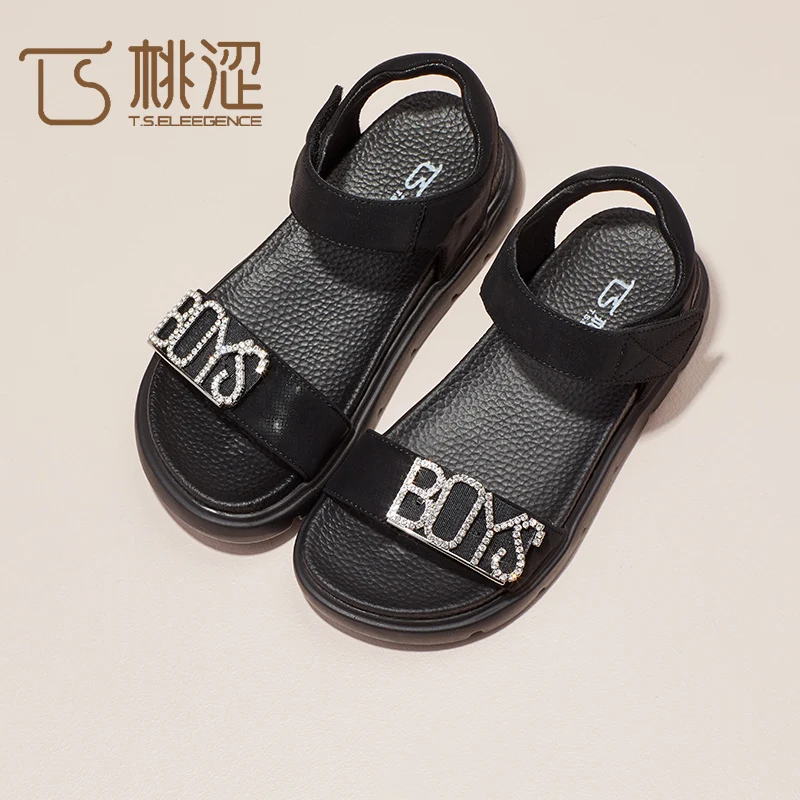 

China wholesale Kids Mid Heel Summer Sandals shoes for girls, Black