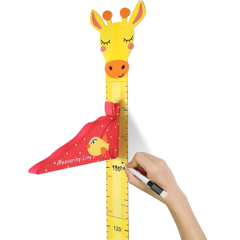 

Wall Sticker Growth Chart Magnetic Height ruler for Kids Measuring Ruler with Sticker, Red + yellow