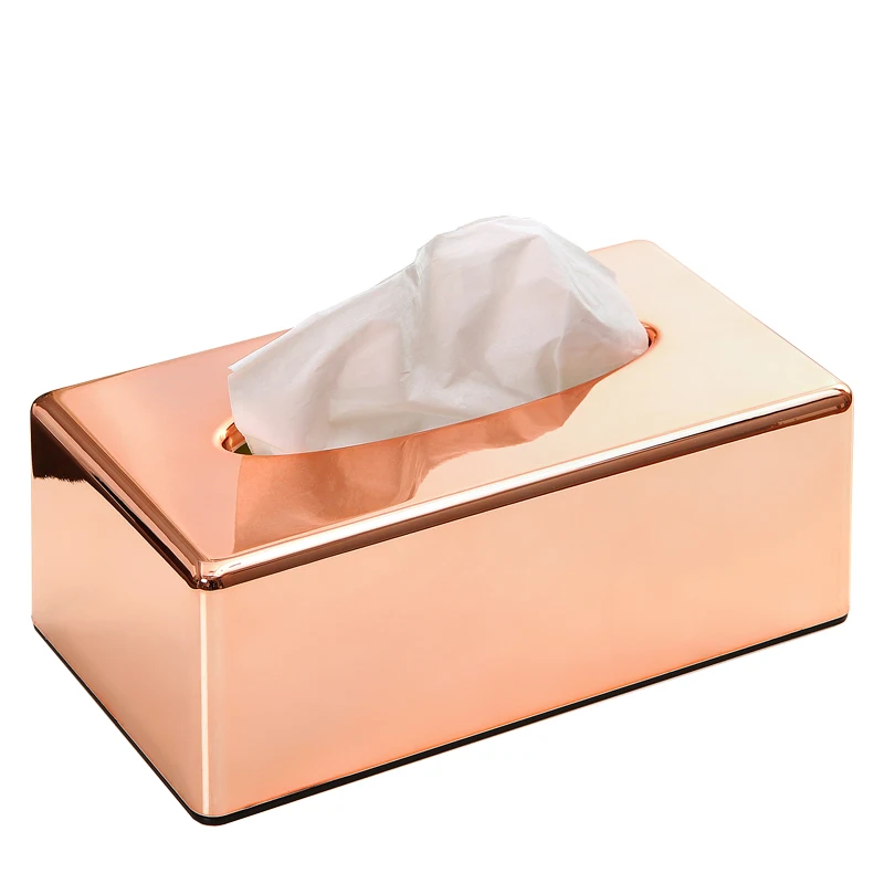 

Paper Rack Elegant Royal Rose Gold Car Home Rectangle Shaped Tissue Box Container Towel Napkin Tissue Holder