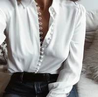 

Casual Women Pure Color Simplicity Single Breasted Long Sleeve Blouse Lapel Shirt Blouse Shirt Women Turn-down Collar Shirt