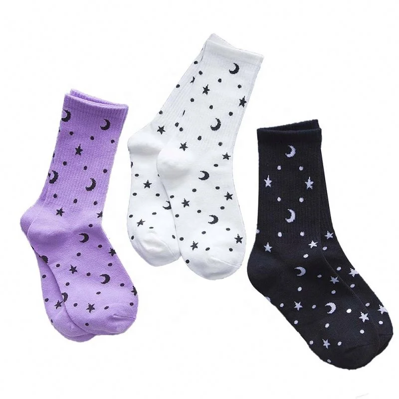 

Custom Logo Girl Fashion Star Moon Fancy Soft Cotton Happy Socks, Picture