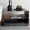 Hot new nordic high quality wrought iron black sofa bed side table night stand with leather display furniture nordic