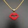 Popular Design Mouth Necklace Flame Red Lips Stainless Steel Pendant