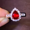 dainty delicate 18k gold South Africa real diamond Mozambique natural unheated pigeon blood red pear ruby gift ring