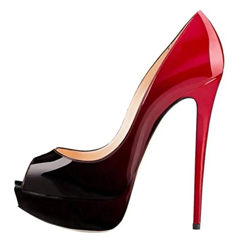 

2019 New Arrival Women Shoes Wholesale Custom Sexy Ladies Open Toe Platform High Heels Pumps, Black/purple/red/blue