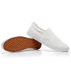 Factory high quality cheap classic breathable no lace flat vulcanized slip on low top blank white ladies canvas shoes